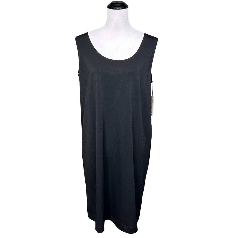 VTG Bettina Riedel Dress Womens Large Black New Sleeveless Shift Acetate Rayon